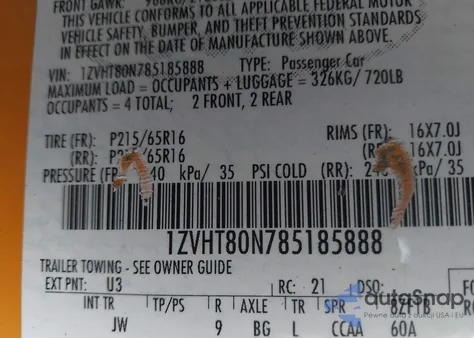 2008 Ford Mustang V6 Deluxe/V6 Premium z USA, uszkodzony, nr VIN 1ZVHT80N785185888